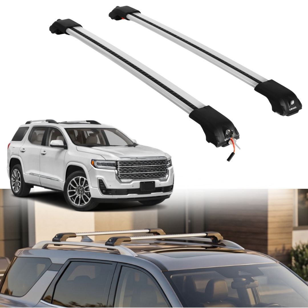 Roof Rack Crossbars for GMC Acadia 2017-2023 Fits Raised Rails - Silver