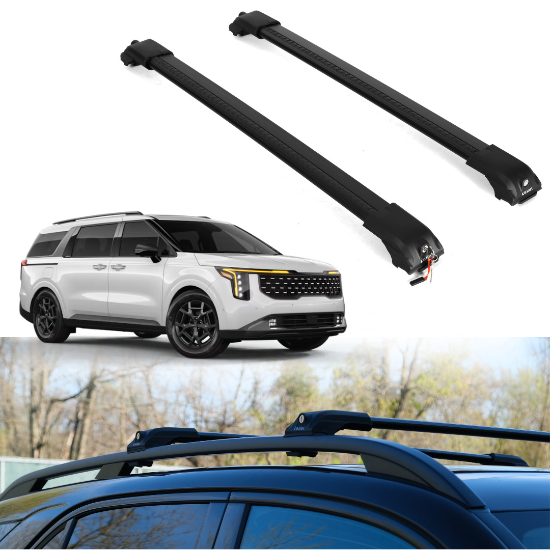 Roof Rack Crossbars for Kia Carnival 2022-2026 Fits Raised Rails - Black