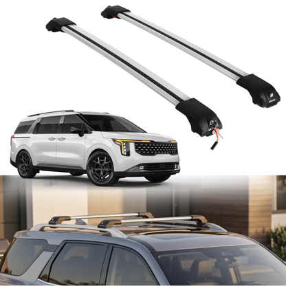 Roof Rack Crossbars for Kia Carnival 2022-2026 Fits Raised Rails - Silver