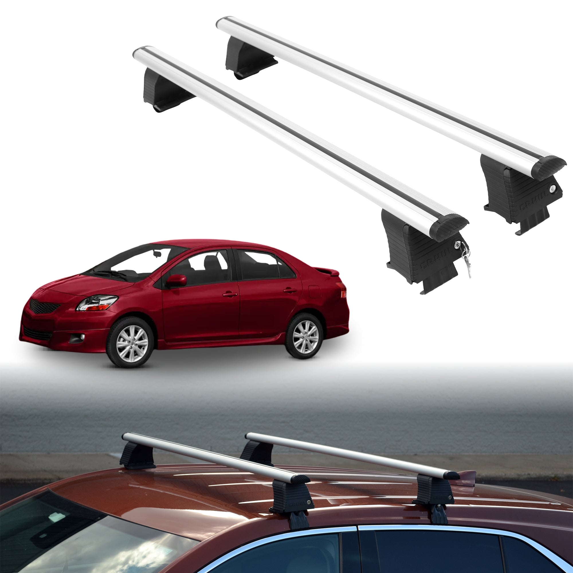 Roof Rack Crossbars for Toyota Yaris / Yaris Sedan 2007-2011 - Silver