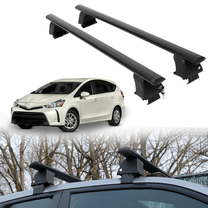 Roof Rack Crossbars for Toyota Prius v 2012-2017 Fits Naked Roof - Black