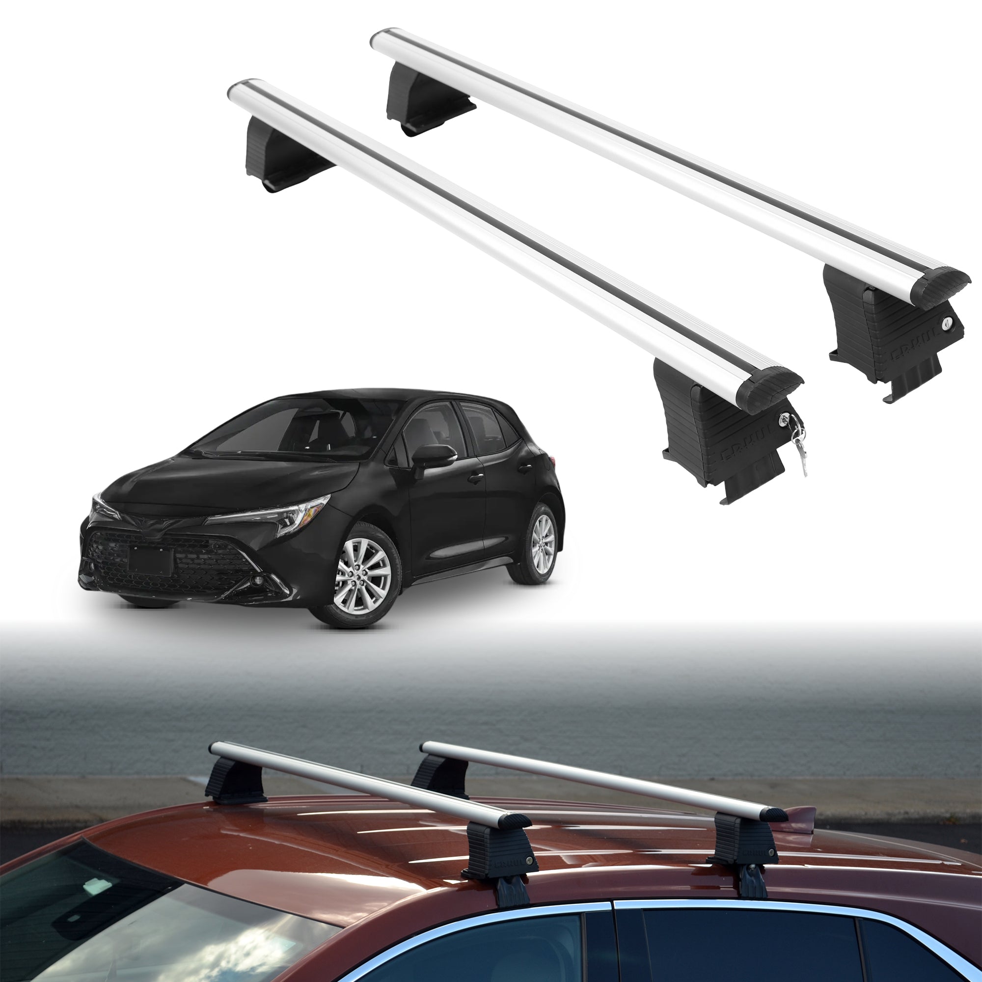 Roof Rack Crossbars for Toyota Corolla Hatchback 2019-2026 - Silver