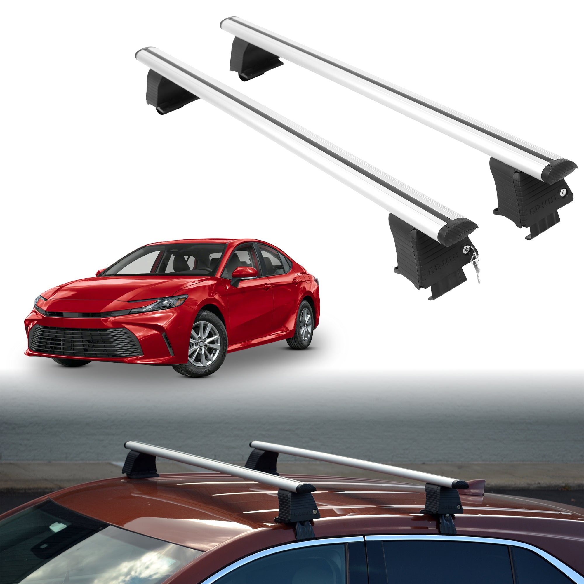 Roof Rack Crossbars for Toyota Camry 2025-2026 Fits Naked Roof - Silver
