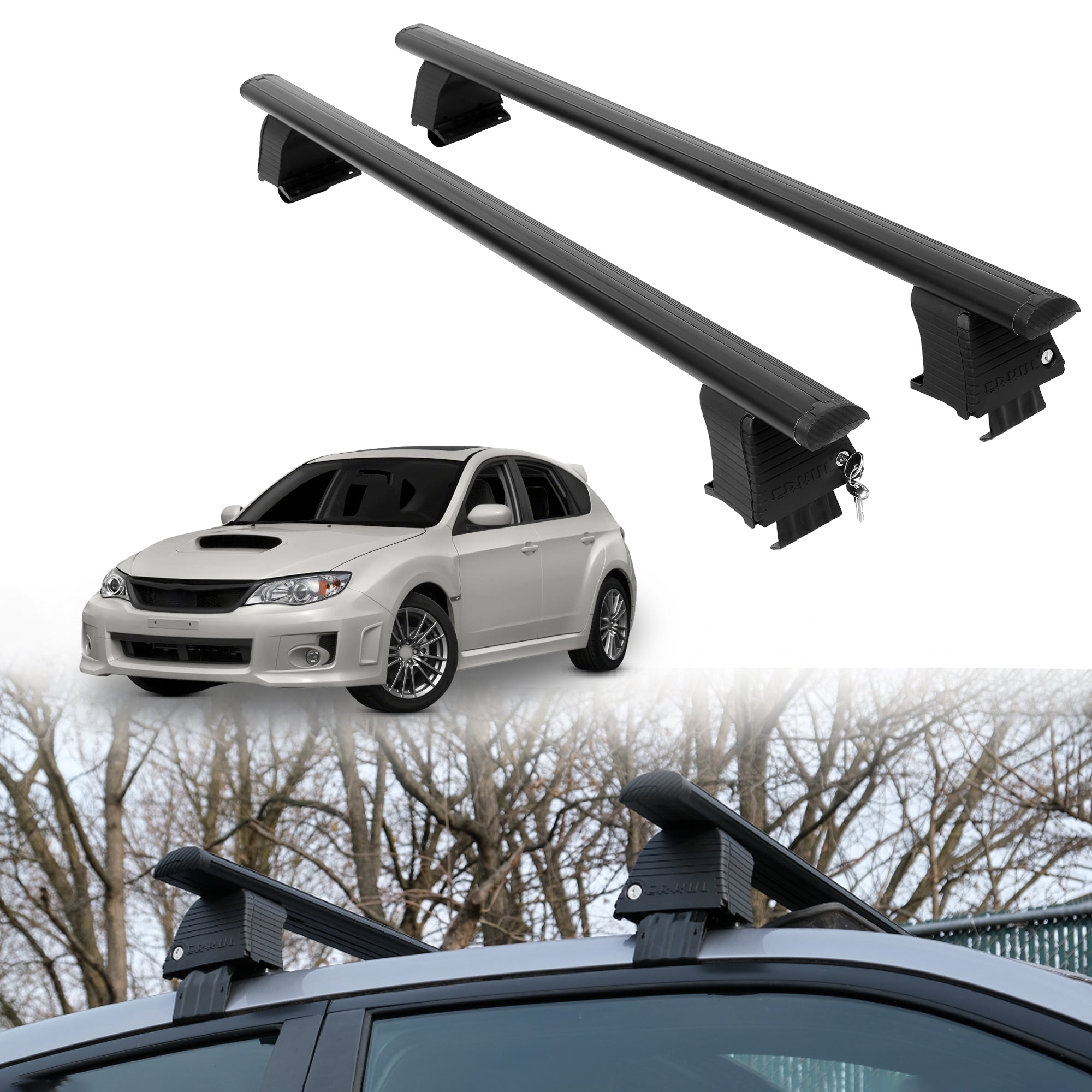 Roof Rack Crossbars for Subaru Impreza WRX 2013-2014 - Black