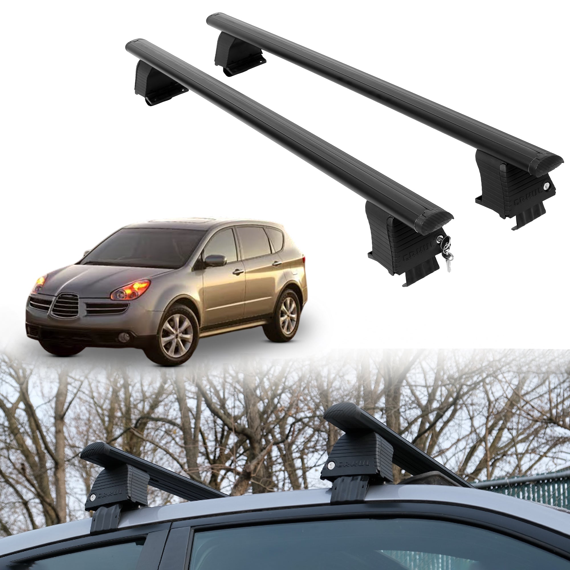 Roof Rack Crossbars for Subaru B9 Tribeca 2006-2007 - Black