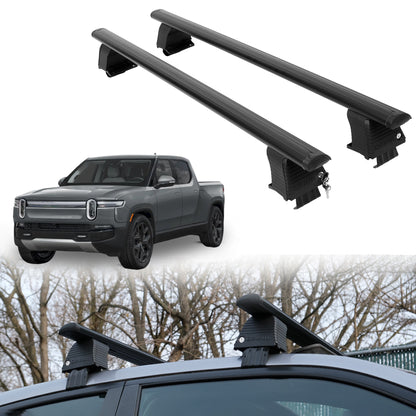 Roof Rack Crossbars for Rivian R1T 2022-2026 Fits Naked Roof - Black
