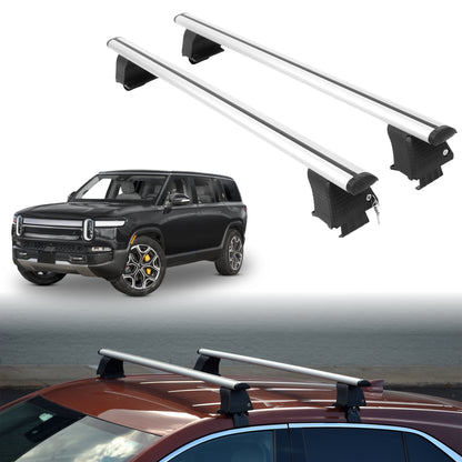 Roof Rack Crossbars for Rivian R1S 2022-2026 Fits Naked Roof - Silver