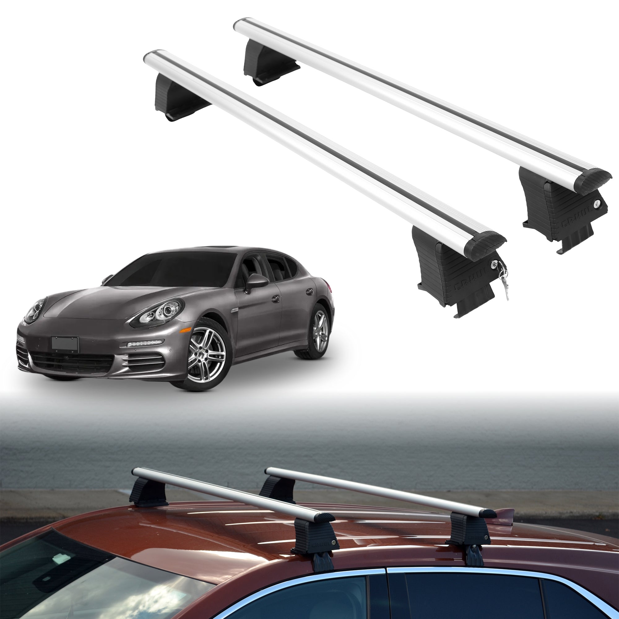 Roof Rack Crossbars for Porsche Panamera 2010-2016 - Silver