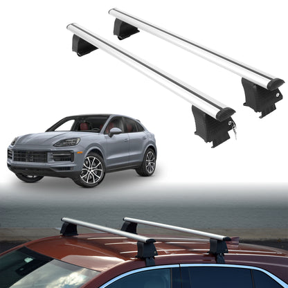 Roof Rack Crossbars for Porsche Cayenne 2019-2026 Fits Naked Roof - Silver