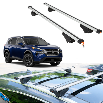 Roof Rack Crossbars for Nissan Rogue 2021-2026 Fits Flush Rails - Silver