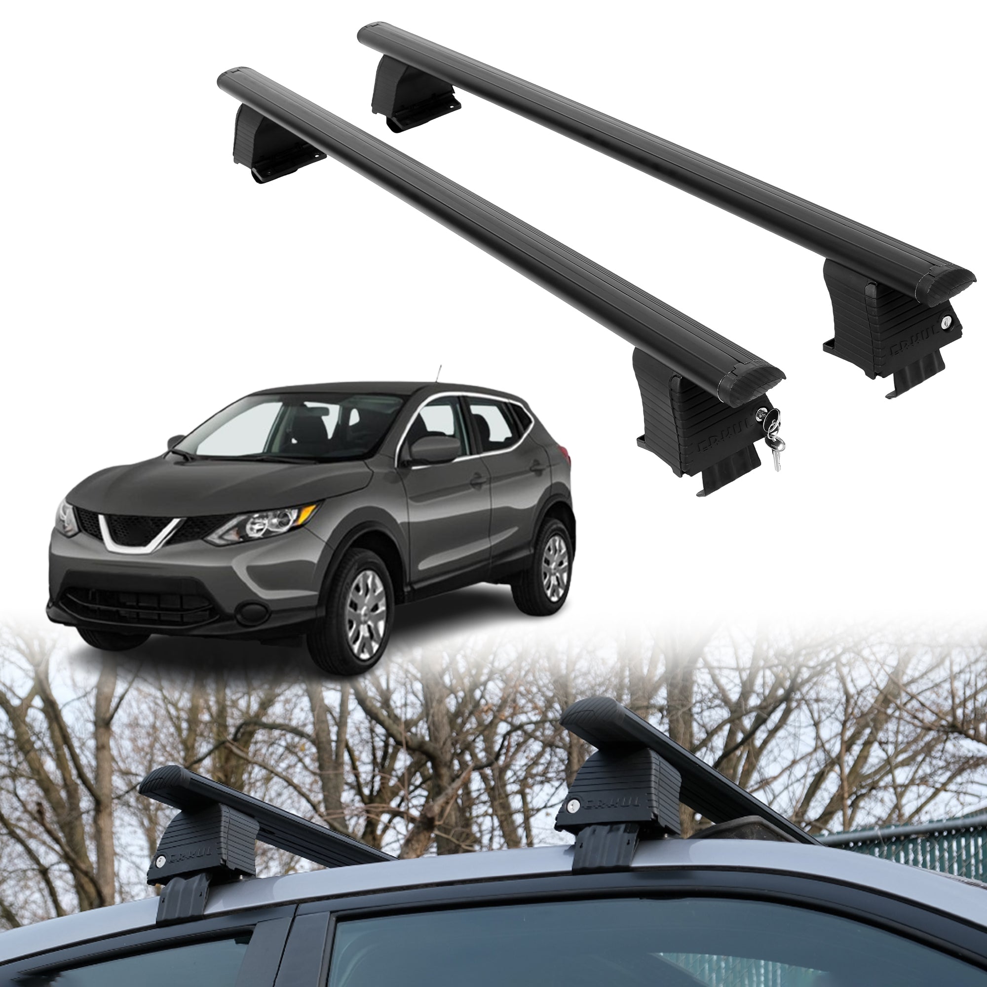 Roof Rack Crossbars for Nissan Rogue Select 2014-2015 - Black