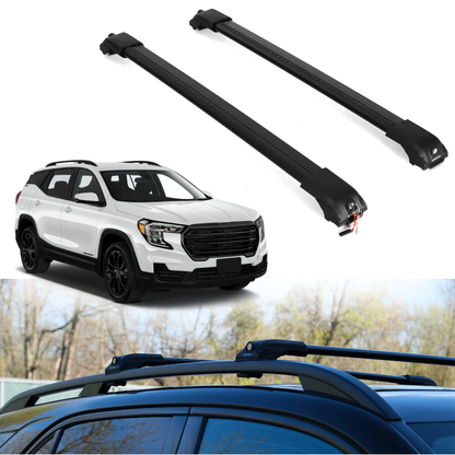 Roof Rack Crossbars for GMC Terrain 2018-2024 Fits Raised Rails - Black