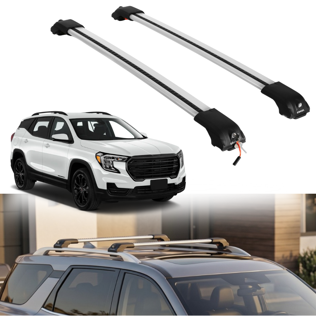Roof Rack Crossbars for GMC Terrain 2018-2024 Fits Raised Rails - Silver