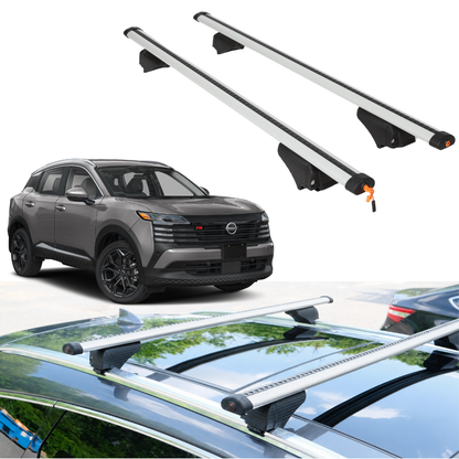 Roof Rack Crossbars for Nissan Kicks 2025-2026 Fits Flush Rails - Silver