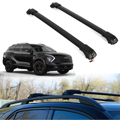Roof Rack Crossbars for Kia Sportage 2023-2026 Fits Raised Rails - Black