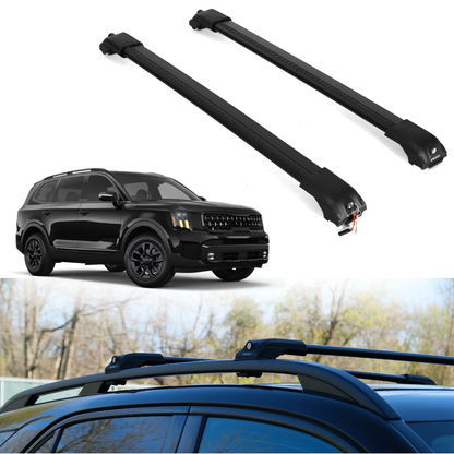 Roof Rack Crossbars for Kia Telluride 2020-2025 Fits Raised Rails - Black