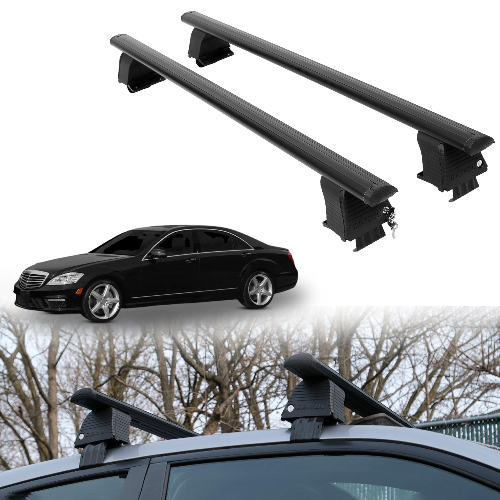 Roof Rack Crossbars for Mercedes-Benz S-Class 2007-2013 - Black