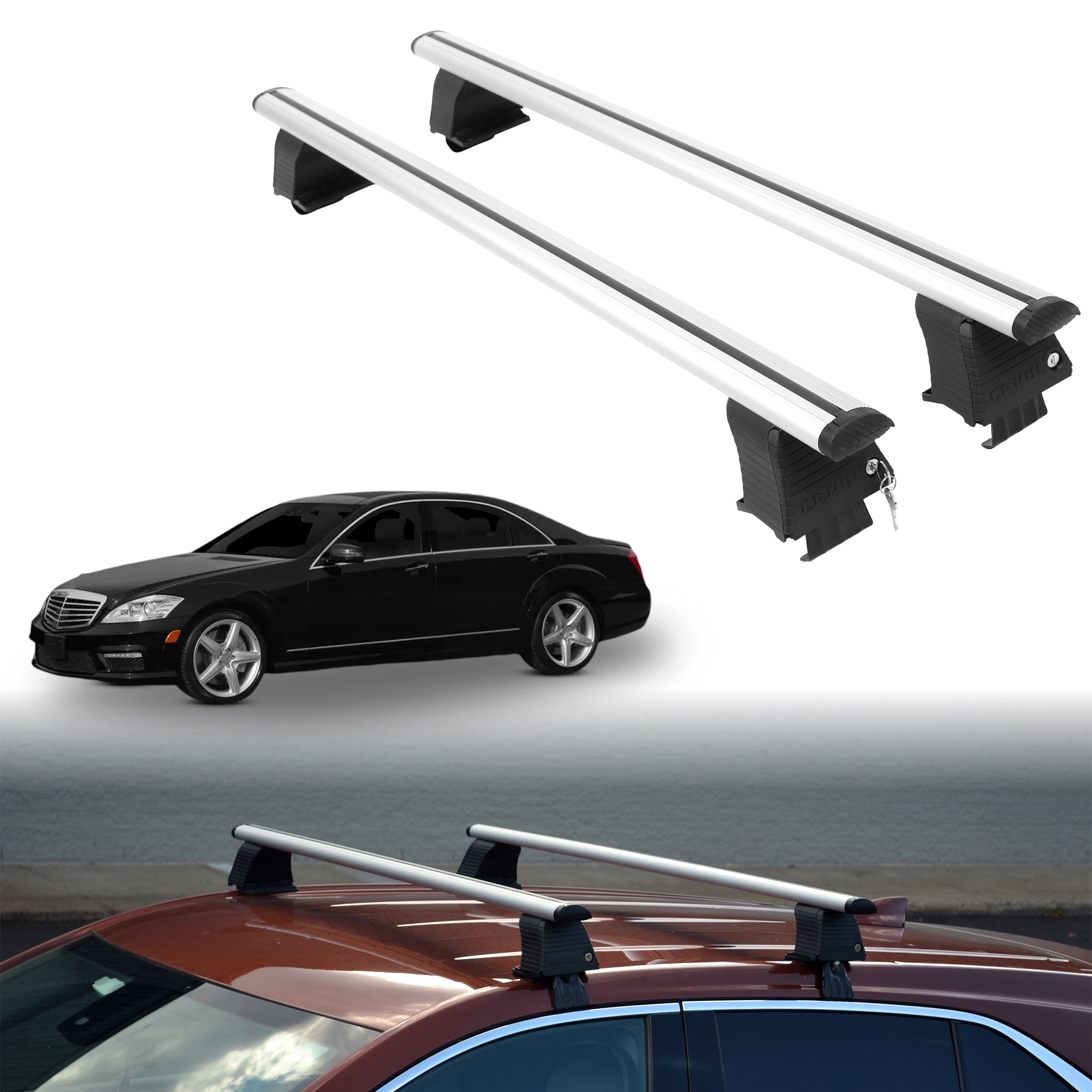 Roof Rack Crossbars for Mercedes-Benz S-Class 2007-2013 - Silver