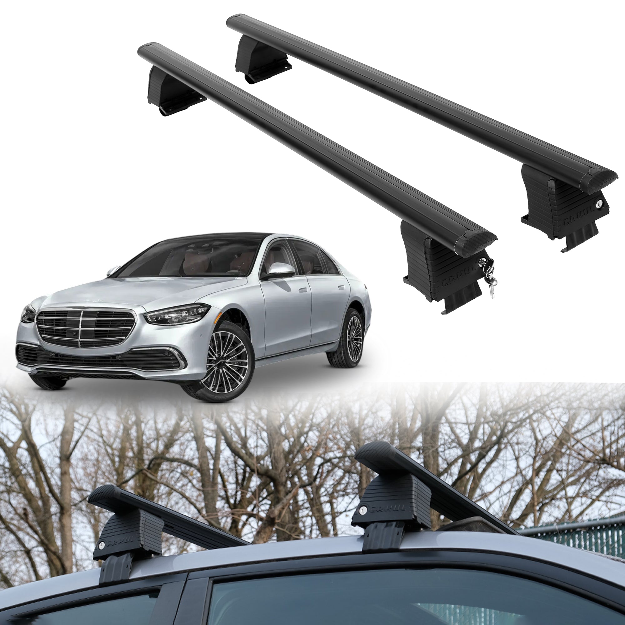 Roof Rack Crossbars for Mercedes-Benz S-Class 2021-2026 - Black
