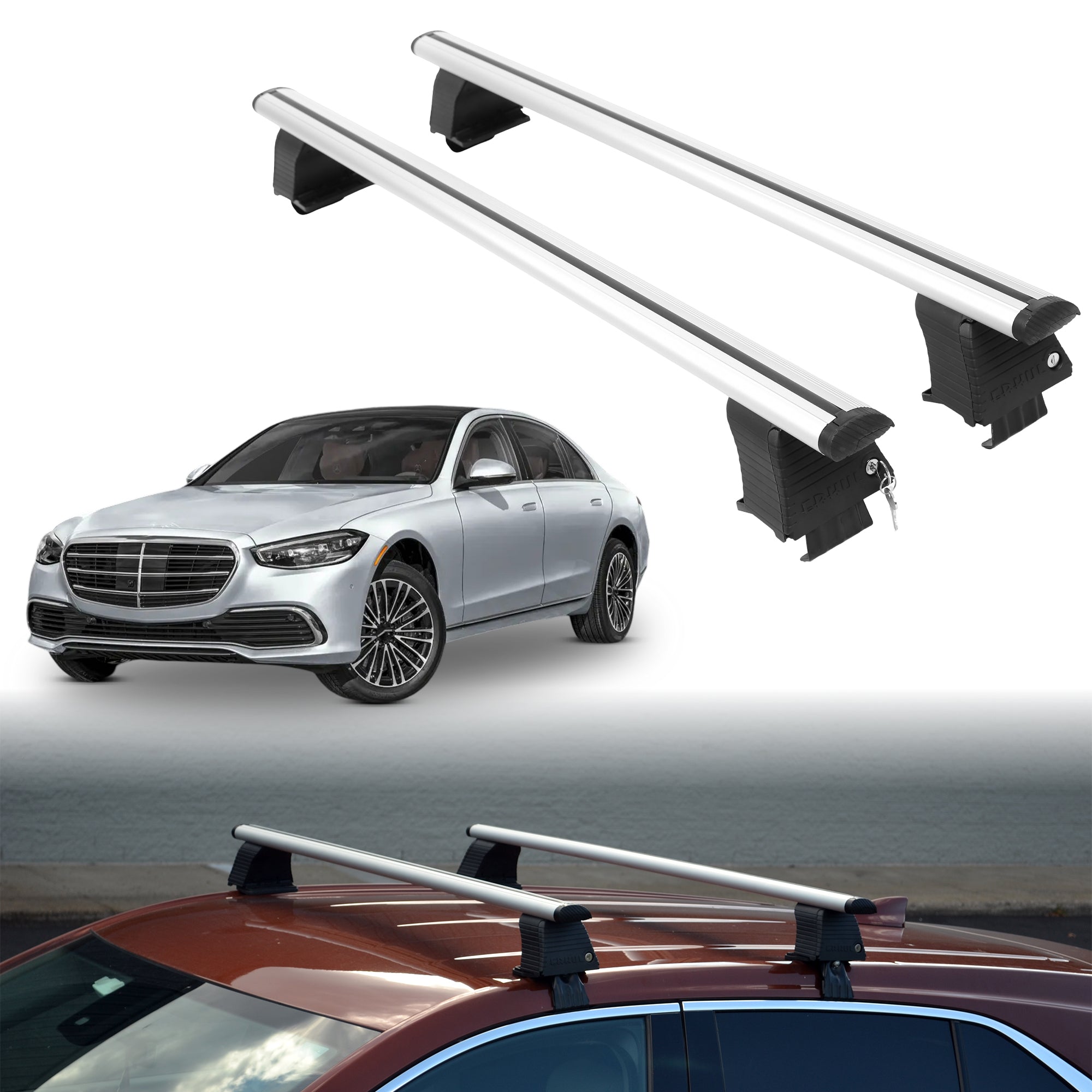 Roof Rack Crossbars for Mercedes-Benz S-Class 2021-2026 - Silver