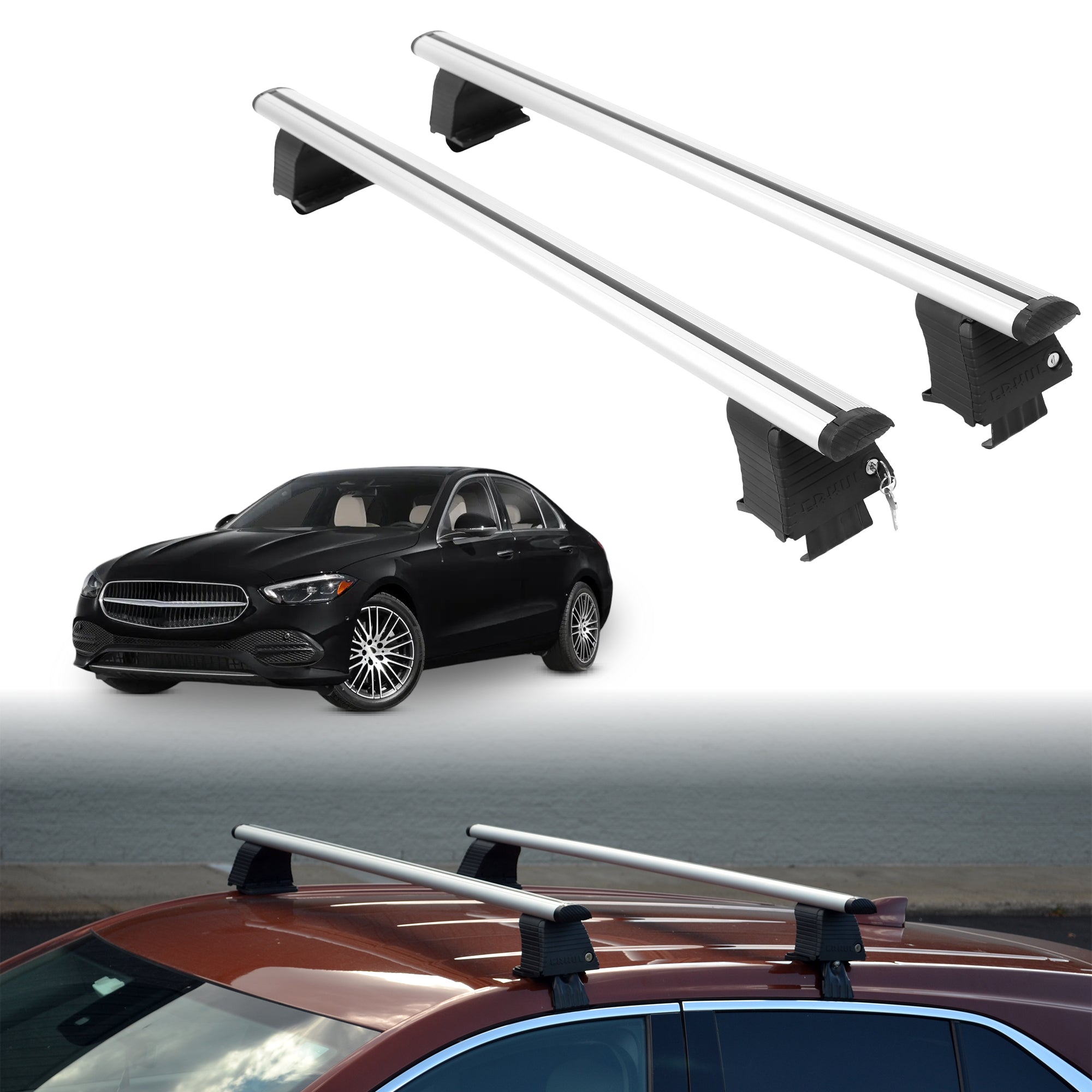 Roof Rack Crossbars for Mercedes-Benz C-Class 2022-2026 - Silver