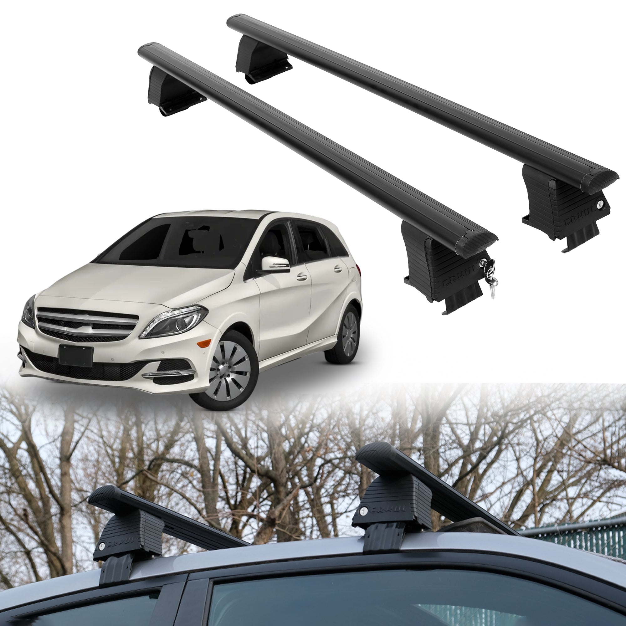 Roof Rack Crossbars for Mercedes-Benz B-Class 2016-2017 - Black