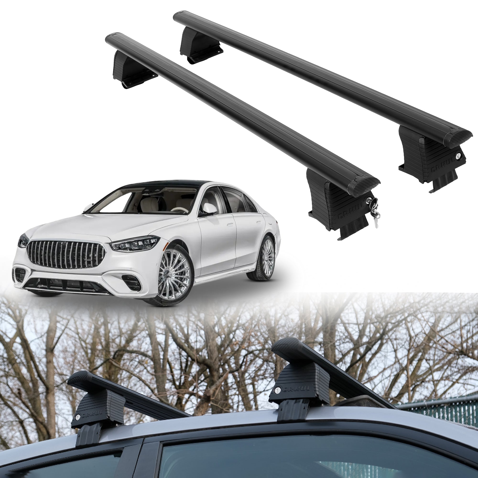 Roof Rack Crossbars for Mercedes-Benz AMG S 63 E 2024-2026 - Black