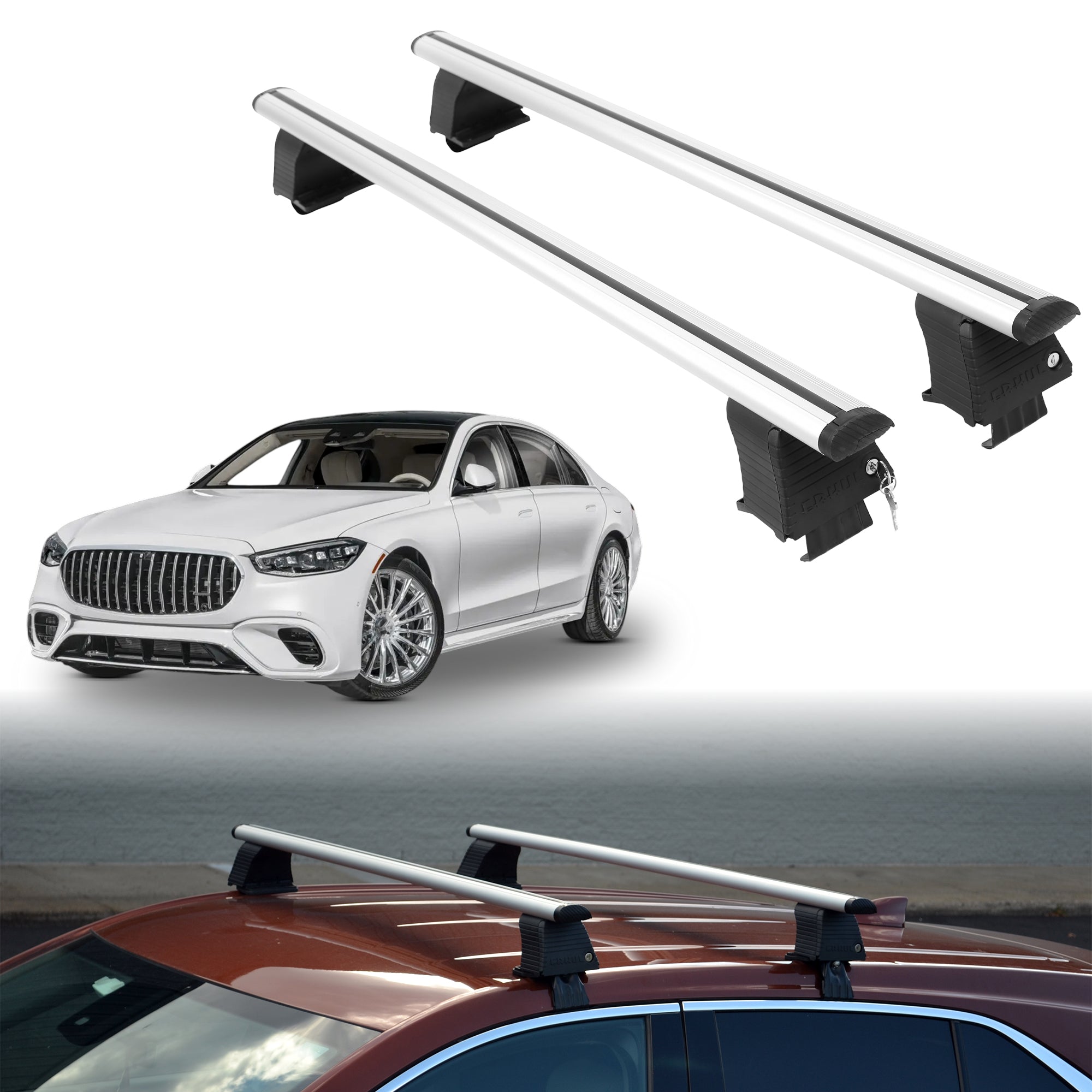 Roof Rack Crossbars for Mercedes-Benz AMG S 63 E 2024-2026 - Silver