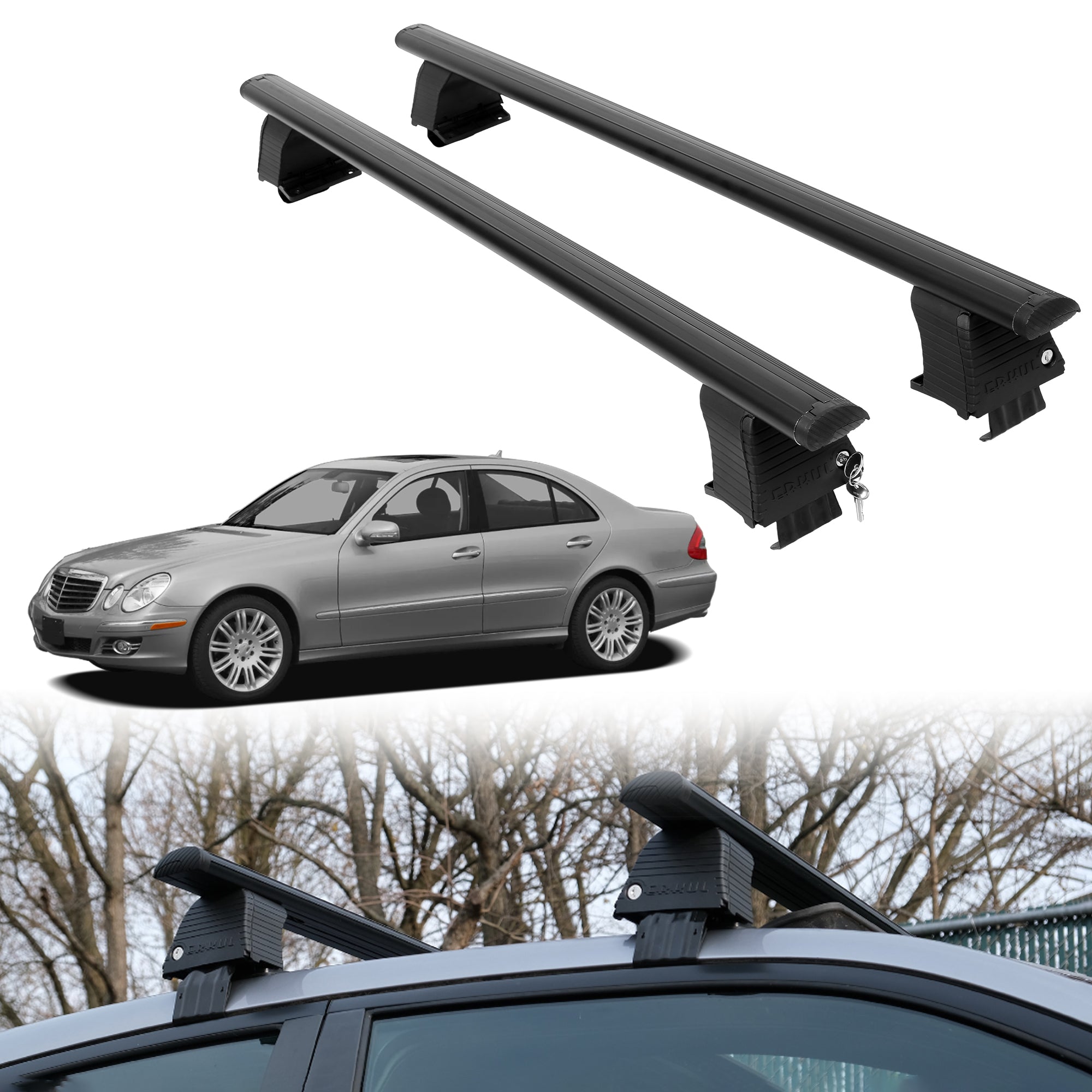 Roof Rack Crossbars for Mercedes-Benz E-Class 2003-2009 - Black