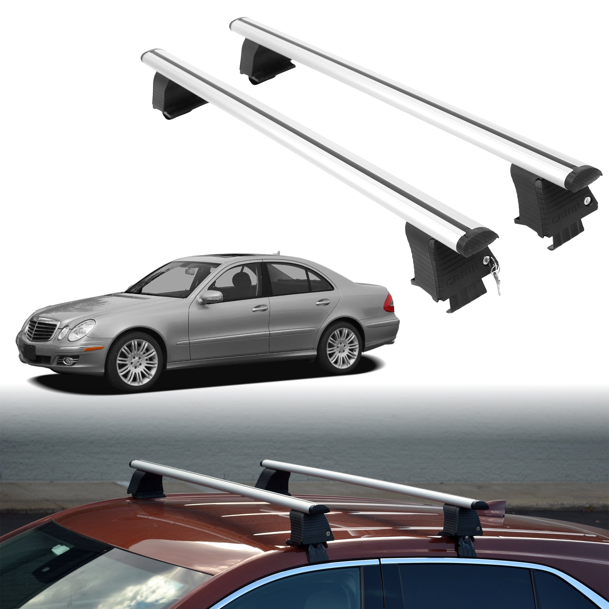 Roof Rack Crossbars for Mercedes-Benz E-Class 2003-2009 - Silver
