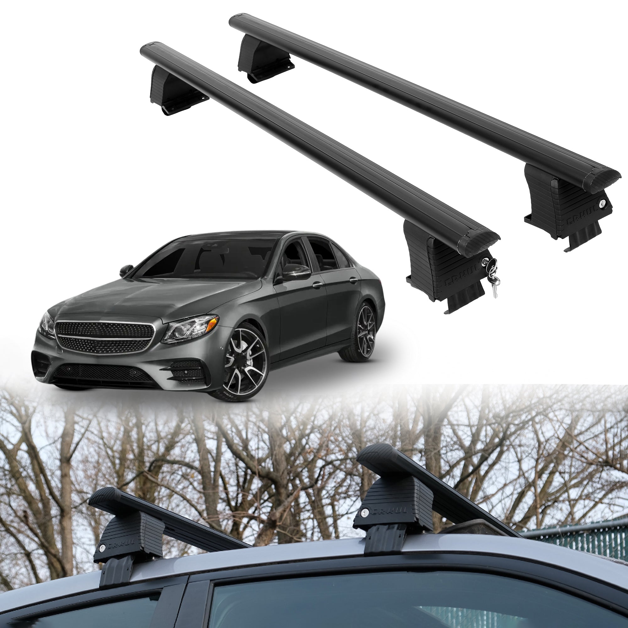 Roof Rack Crossbars for Mercedes-Benz AMG E 43 2017-2018 - Black