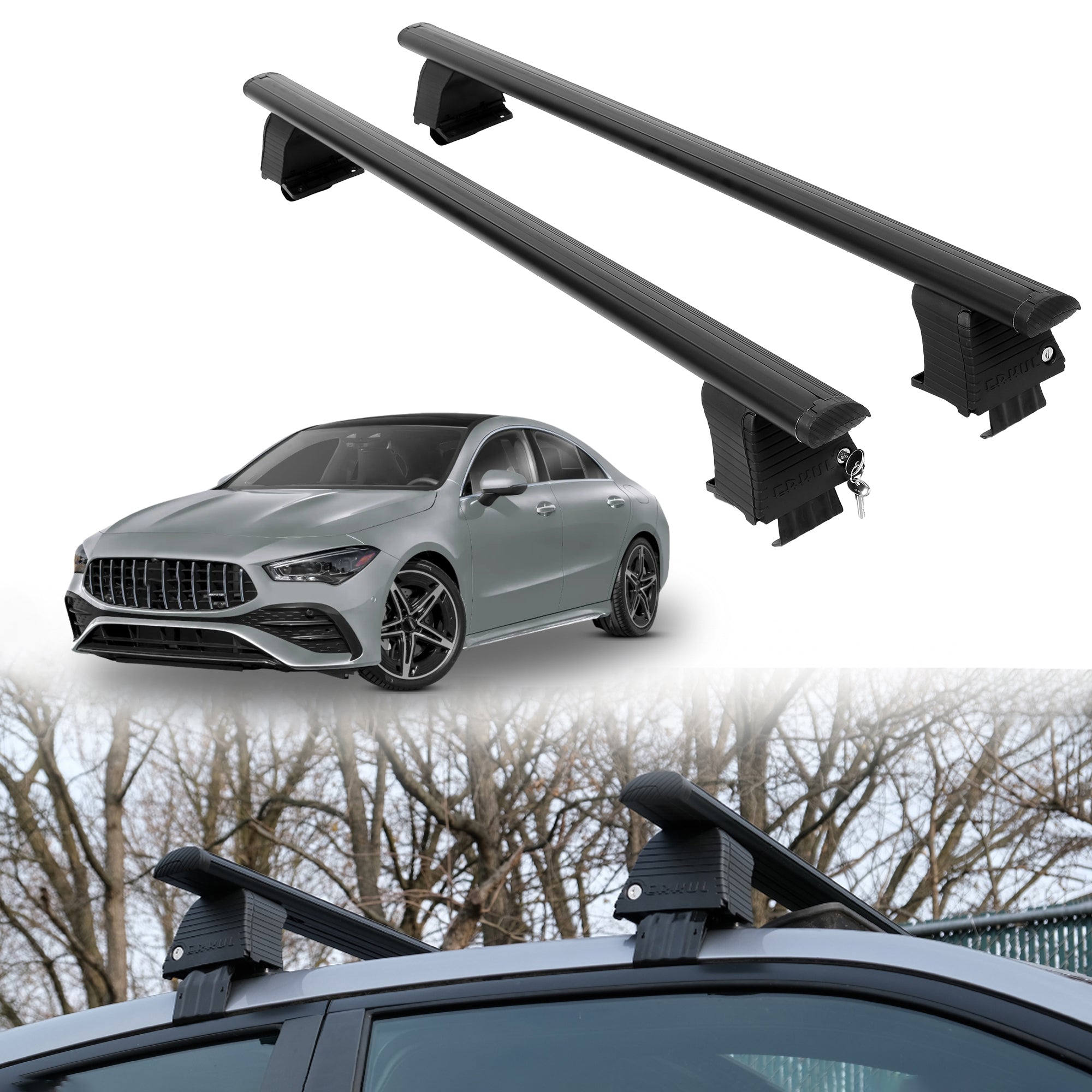 Roof Rack Crossbars for Mercedes-Benz AMG CLA 2020-2026 - Black
