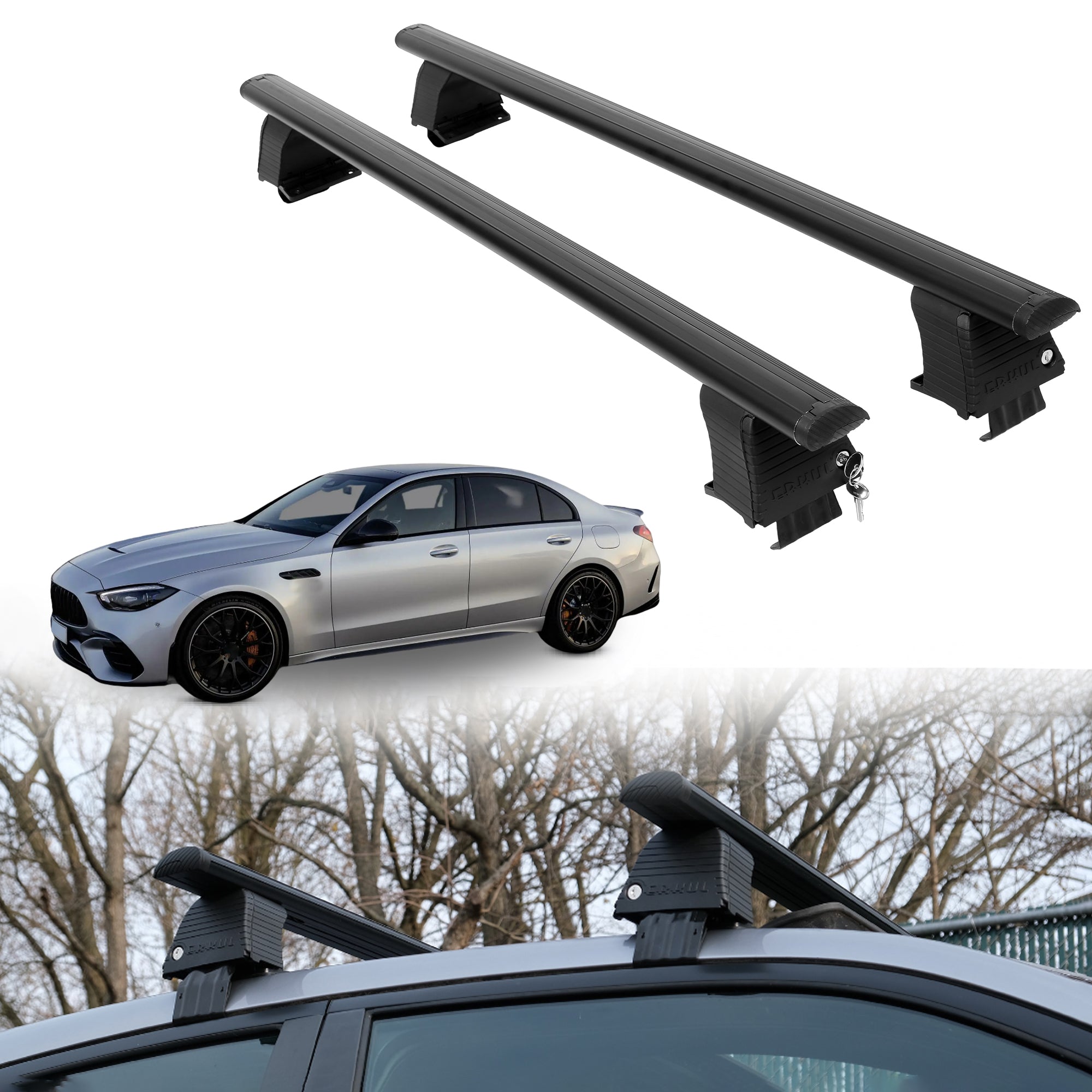 Roof Rack Crossbars for Mercedes-Benz AMG C 63 2024-2026 - Black