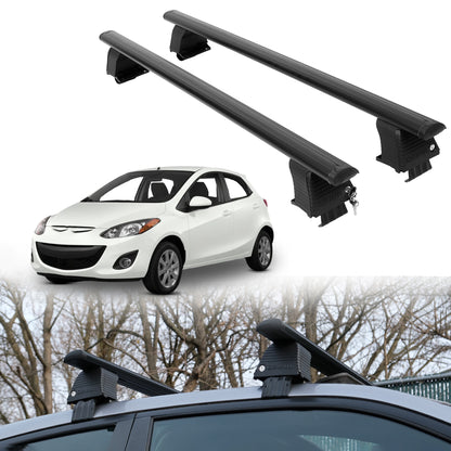 Roof Rack Crossbars for Mazda Mazda2 2011-2014 Fits Naked Roof - Black