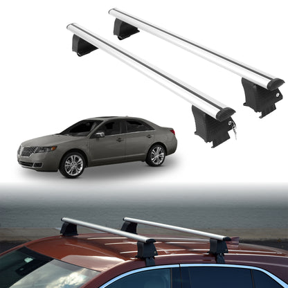 Roof Rack Crossbars for Lincoln MKZ 2007-2012 Fits Naked Roof - Silver