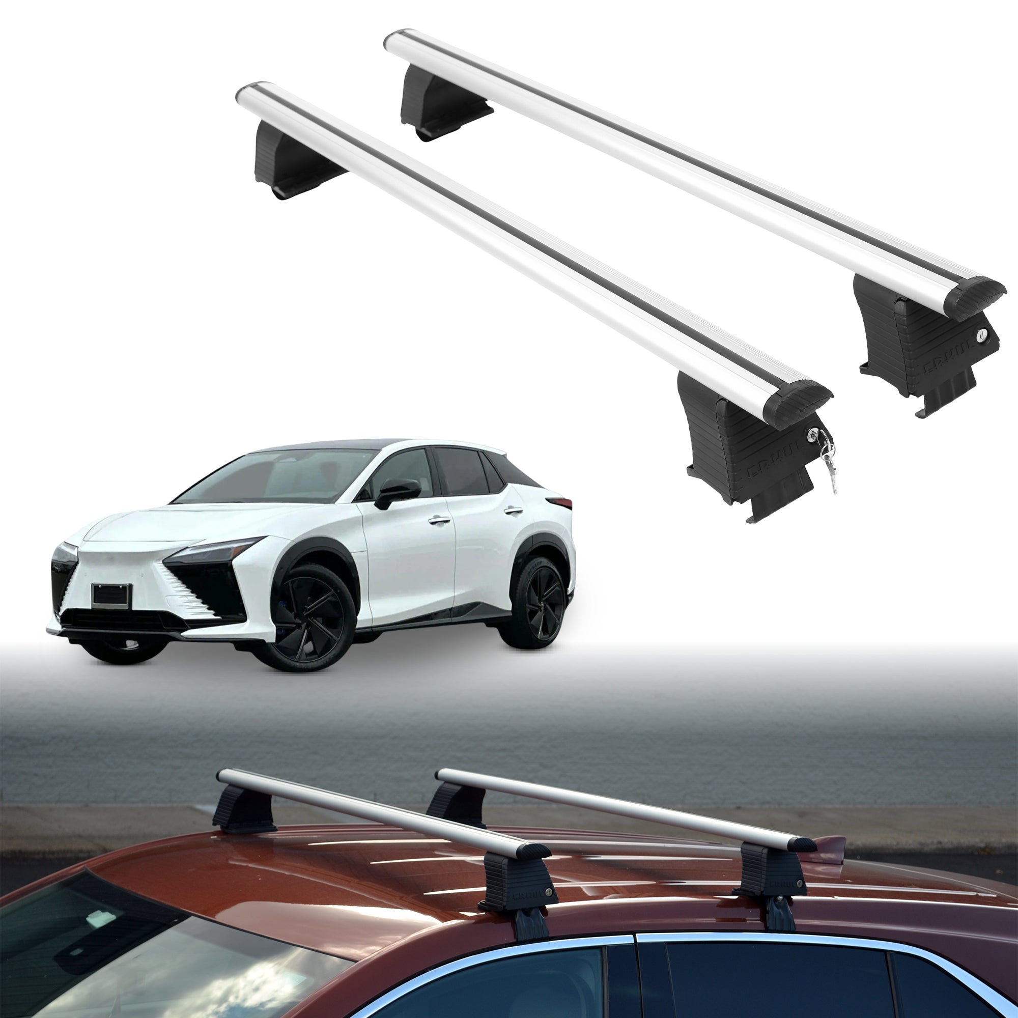 Roof Rack Crossbars for Lexus RZ 2026 Fits Naked Roof - Silver