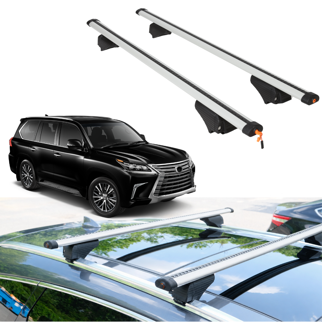 Roof Rack Crossbars for Lexus LX 570 2008-2021 Fits Flush Rails - Silver