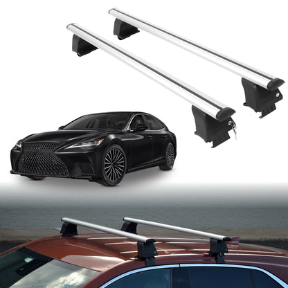 Roof Rack Crossbars for Lexus LS 500 2018-2026 Fits Naked Roof - Silver
