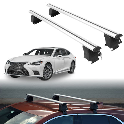 Roof Rack Crossbars for Lexus LS 500h 2018-2025 Fits Naked Roof - Silver