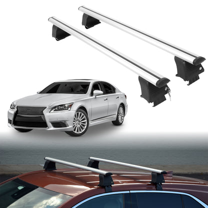 Roof Rack Crossbars for Lexus LS 460 2007-2017 Fits Naked Roof - Silver