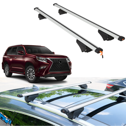 Roof Rack Crossbars for Lexus GX 460 2010-2023 Fits Flush Rails - Silver