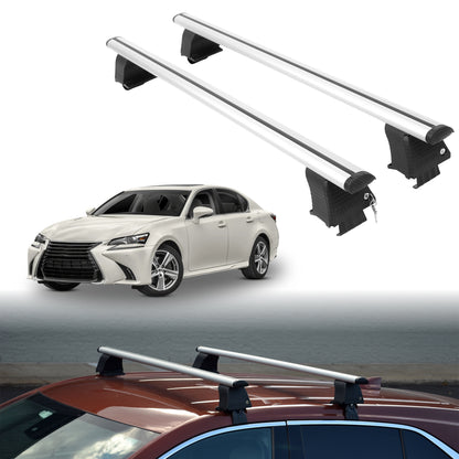 Roof Rack Crossbars for Lexus GS 2012-2020 Fits Naked Roof - Silver