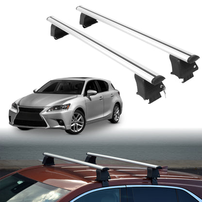 Roof Rack Crossbars for Lexus CT 200h 2011-2017 Fits Naked Roof - Silver