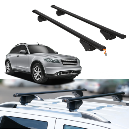 Roof Rack Crossbars for INFINITI FX45 2003-2008 Fits Raised Rails - Black