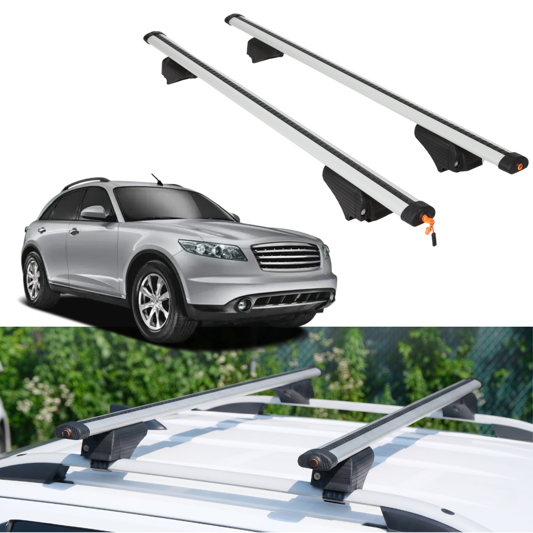 Roof Rack Crossbars for INFINITI FX45 2003-2008 Fits Raised Rails - Silver