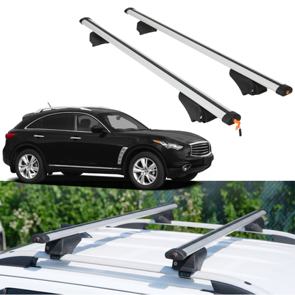 Roof Rack Crossbars for INFINITI FX50 2009-2013 Fits Raised Rails - Silver