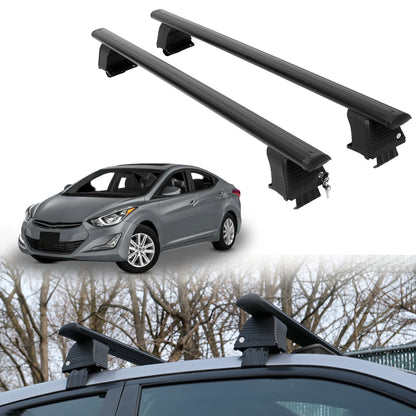 Roof Rack Crossbars for Hyundai Elantra 2011-2016 Fits Naked Roof - Black