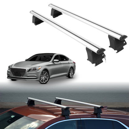 Roof Rack Crossbars for Hyundai Genesis 2015-2016 Fits Naked Roof - Silver