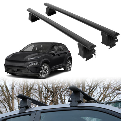 Roof Rack Crossbars for Hyundai KONA EV 2019-2023 Fits Naked Roof - Black
