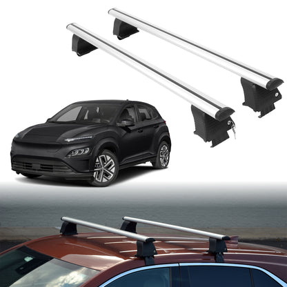 Roof Rack Crossbars for Hyundai KONA EV 2019-2023 Fits Naked Roof - Silver